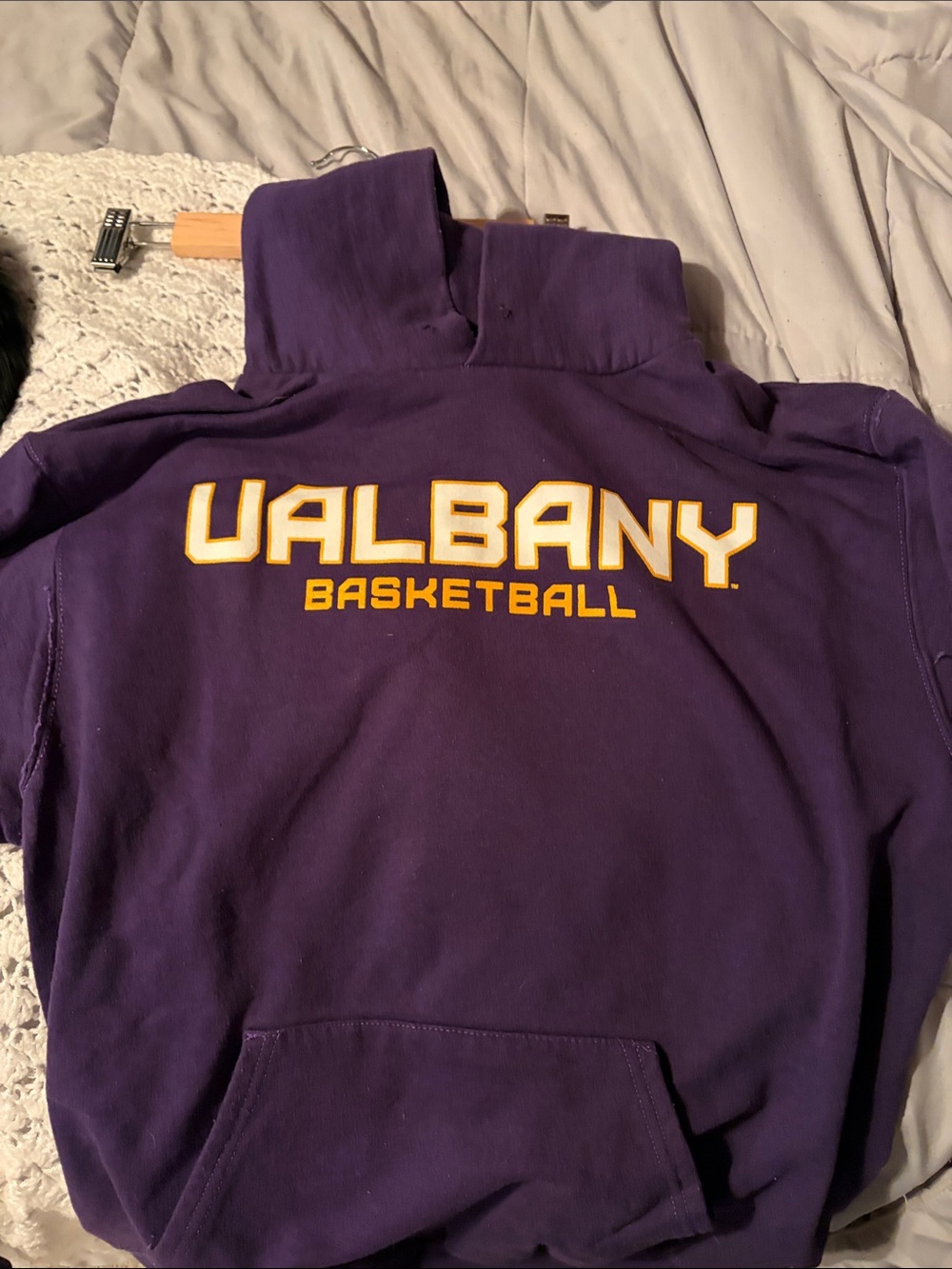 Champion Purple Hoodie with Gold Lettering